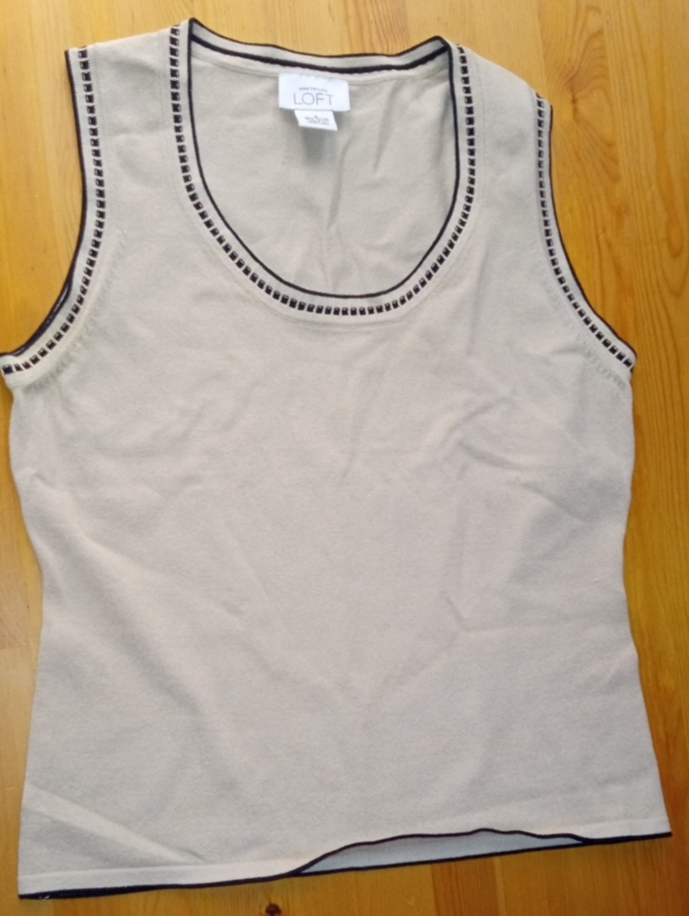 LOFT Ann Taylor Cream Tank with Black Trim